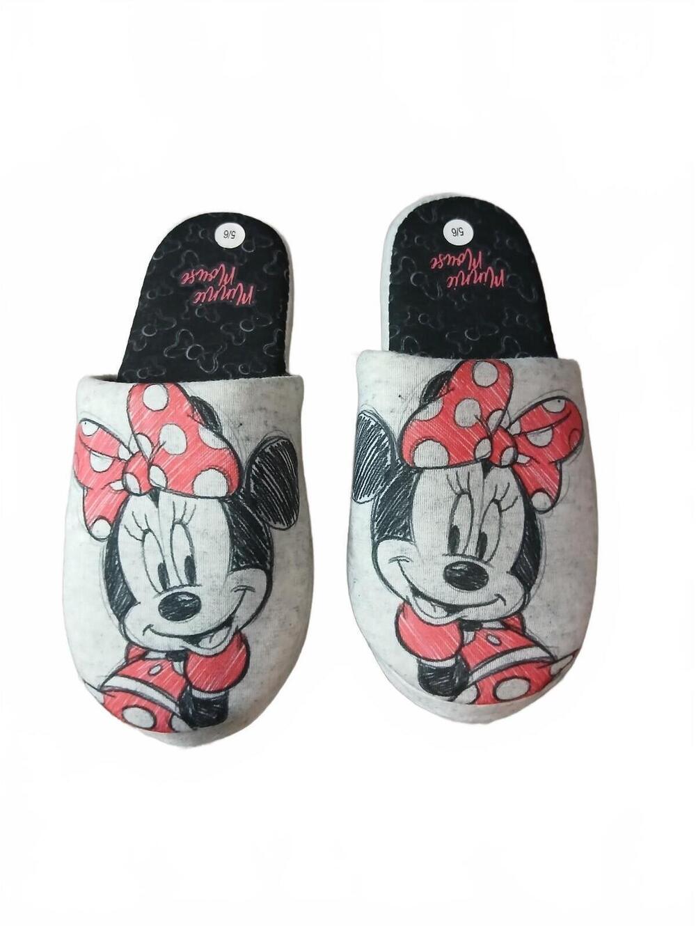 Disney Minnie Mouse House Slippers Women's Size 5/6 Gray Cozy